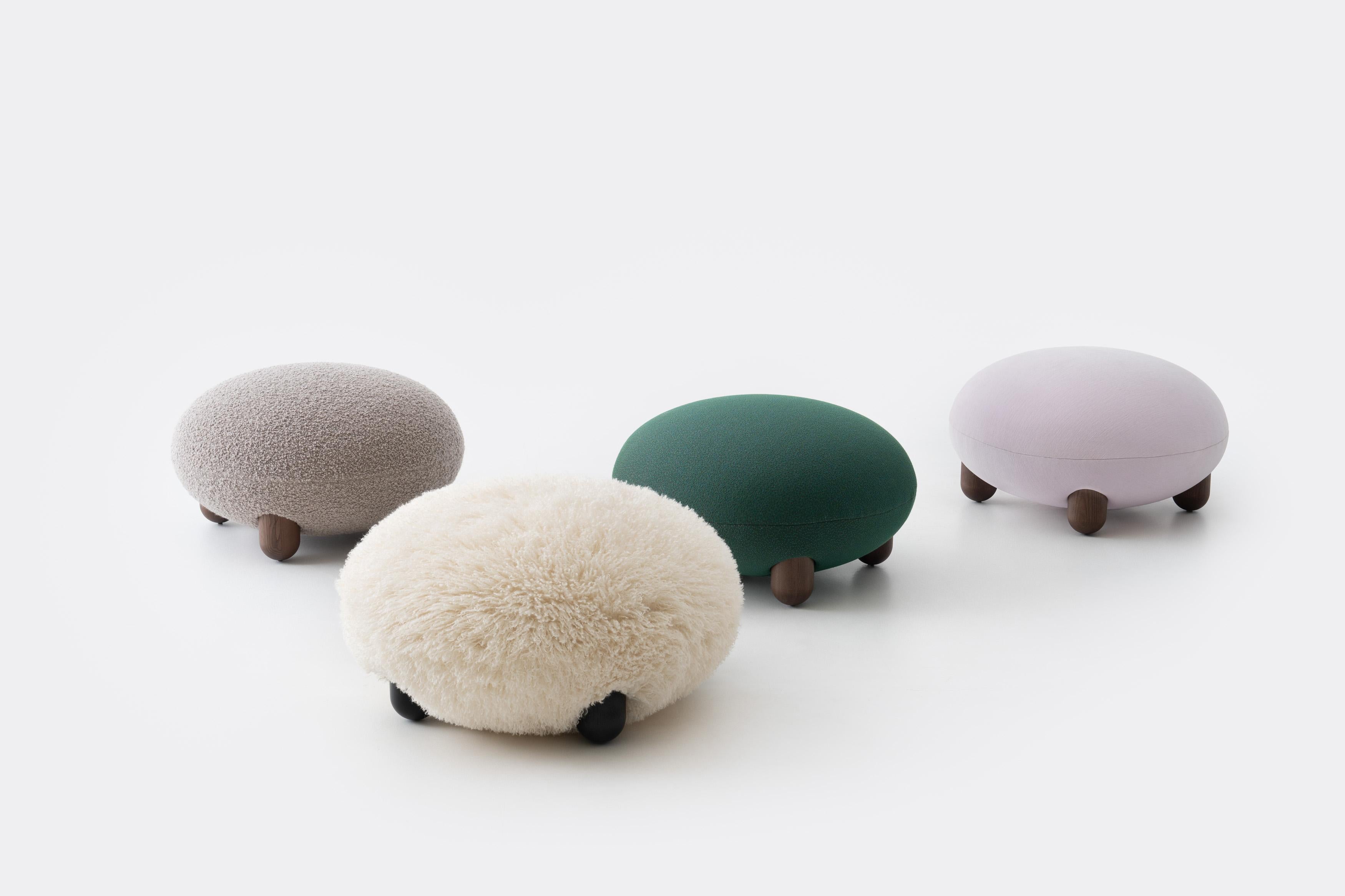 Modern Flock Pouf in Dedar Nimbus boucle by NOOM For Sale 3