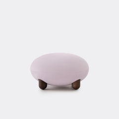 Modern Flock Ottoman Pouf in Kvadrat Gentle 2 Premium Pink Velvet by NOOM