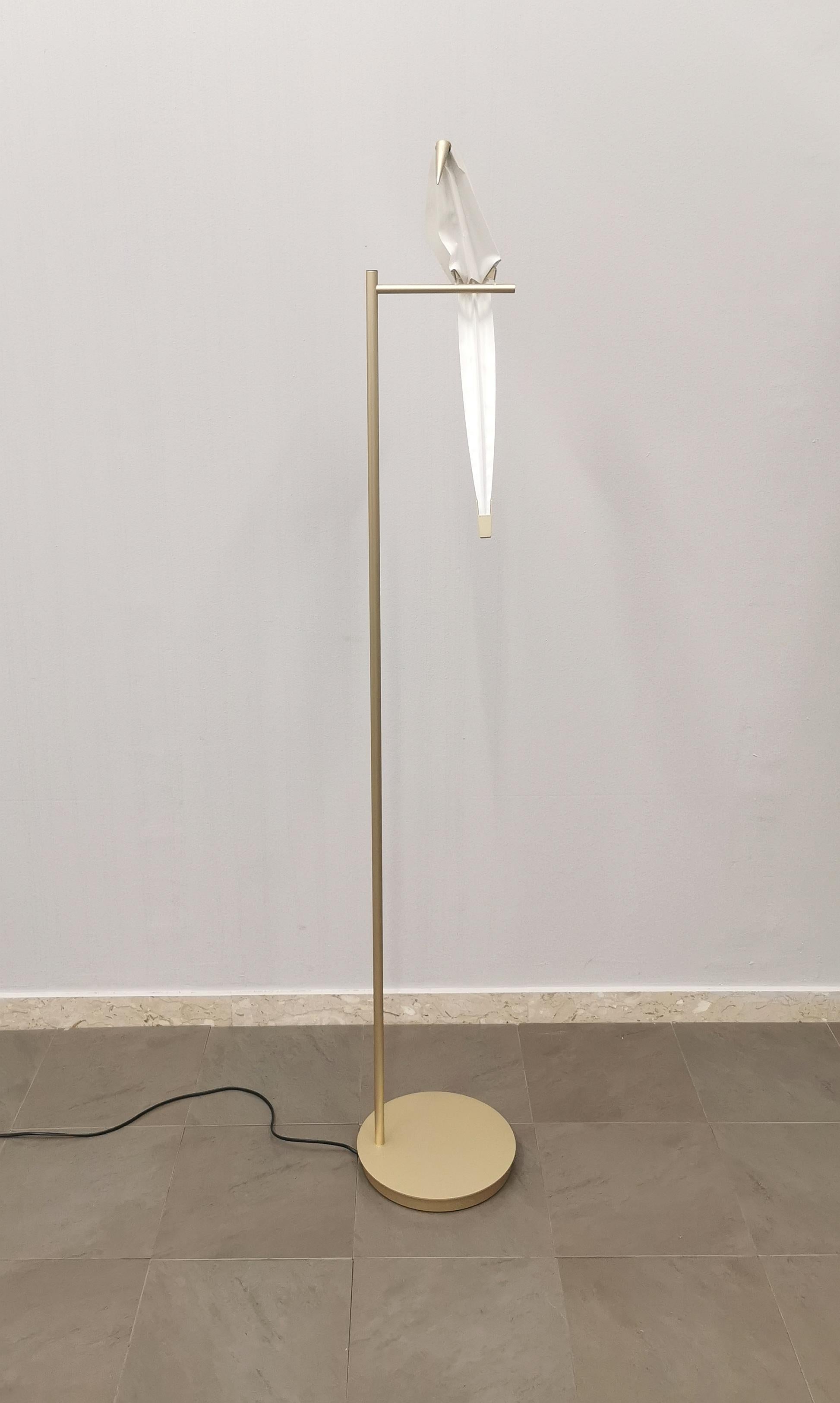 Modern Floor Lamp by Moooi Perch Light Golden Metal White Holland Design 2