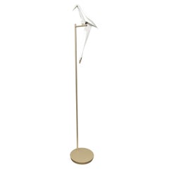 Modern Floor Lamp by Moooi Perch Light Golden Metal White Holland Design