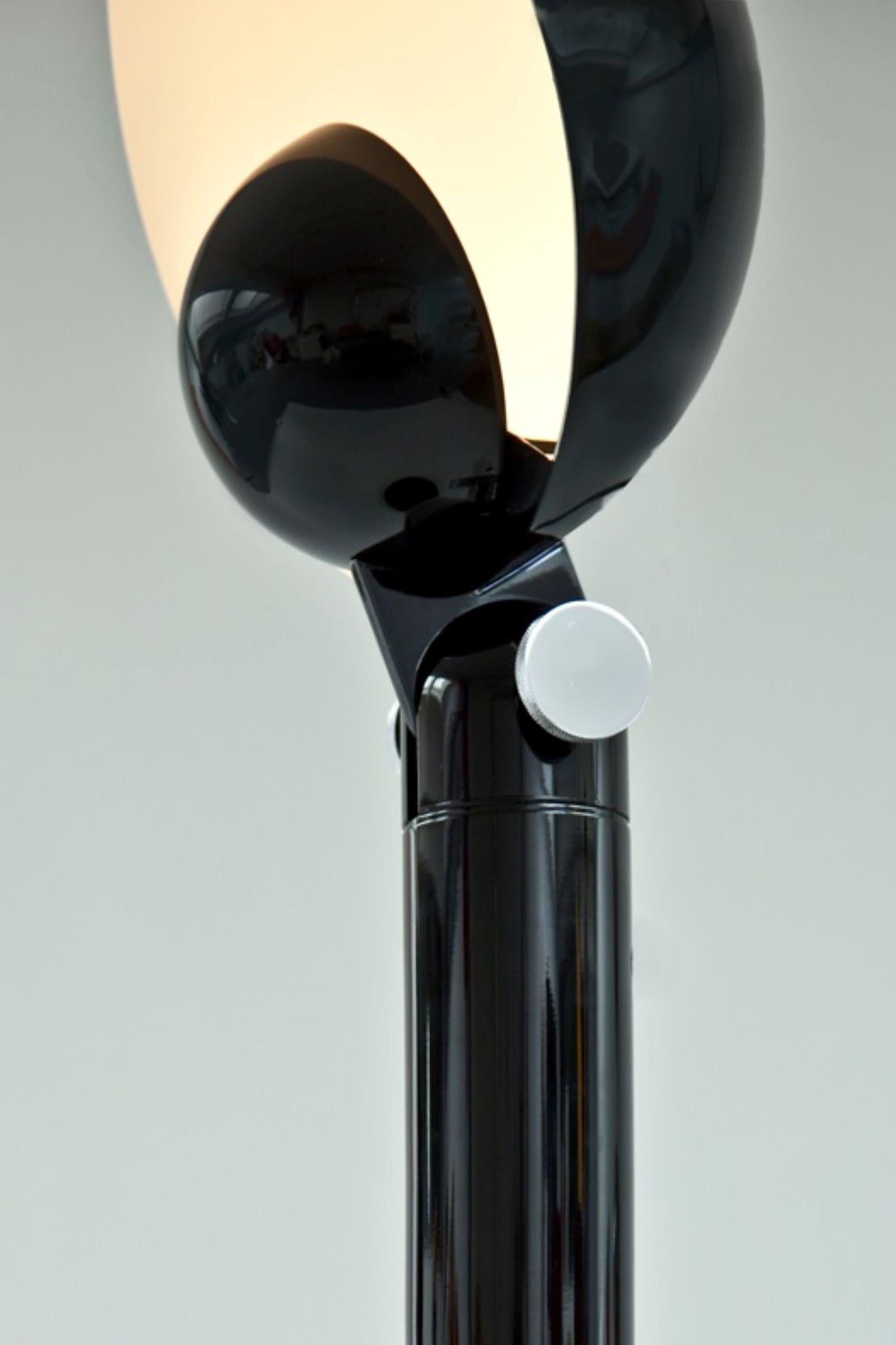 Lacquered Modern Floor Lamp Iron Shiny Blackened, Led For Sale