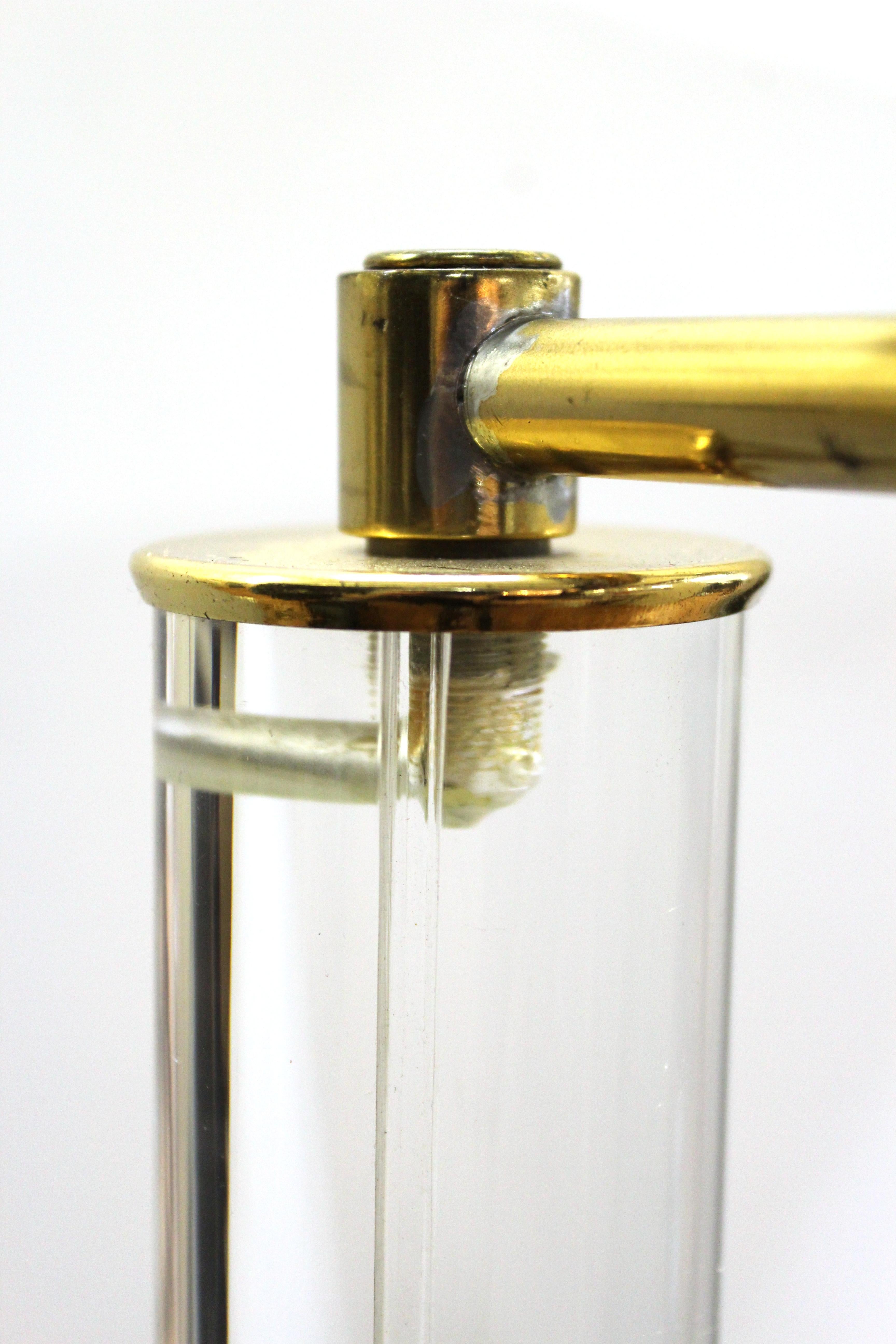 Modern Floor Lamp & Side Table in Glass, Lucite & Brass attrib. to Karl Springer For Sale 4