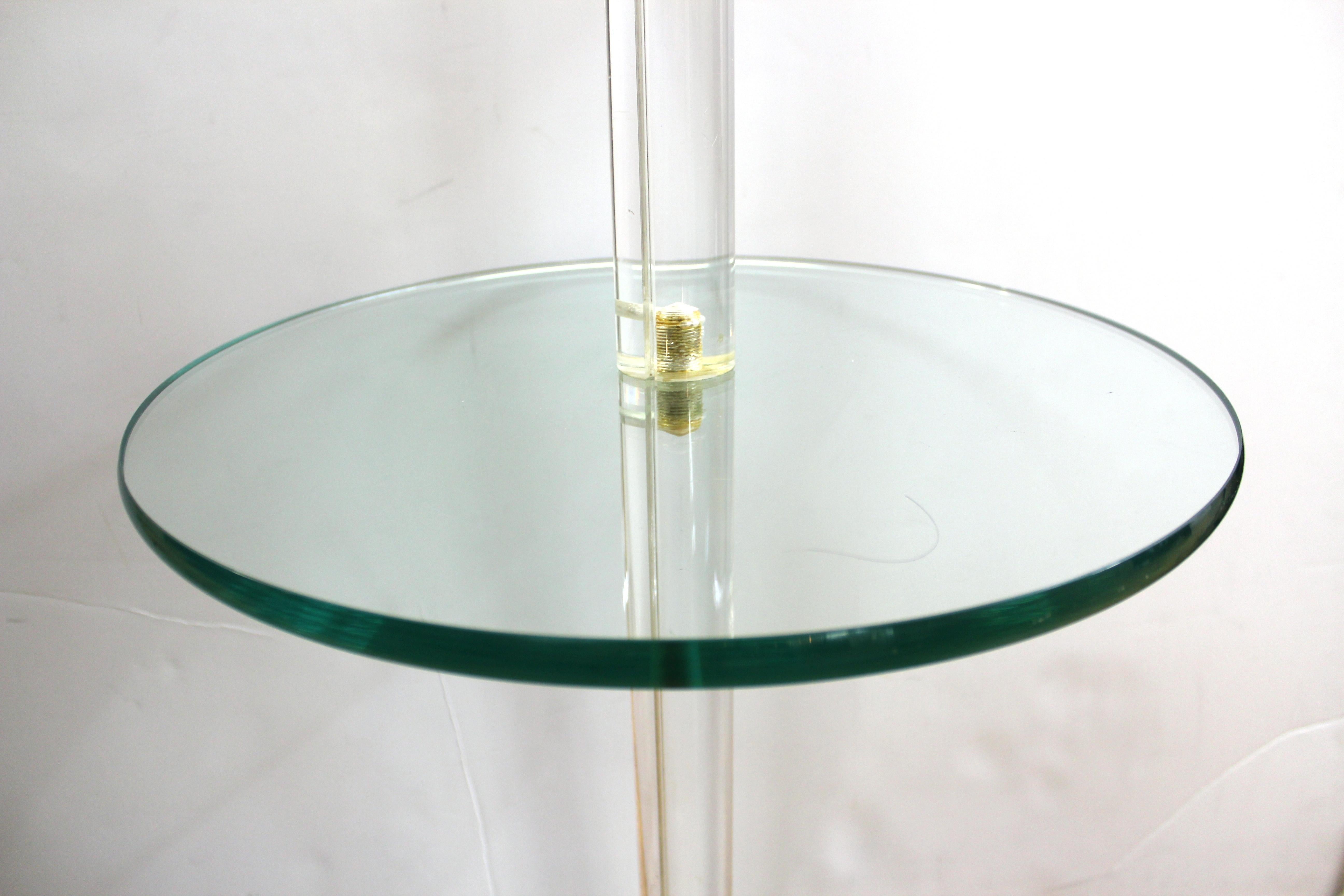 Modern Floor Lamp & Side Table in Glass, Lucite & Brass attrib. to Karl Springer For Sale 3