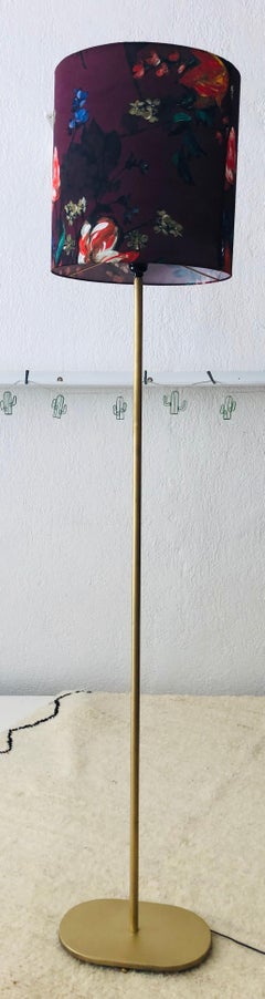 Modern Floor Lamp with Gilded Iron Base, a Pair
