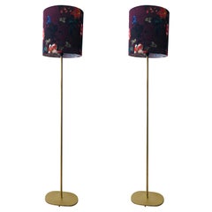 Modern Floor Lamp with Gilded Iron Base, a Pair