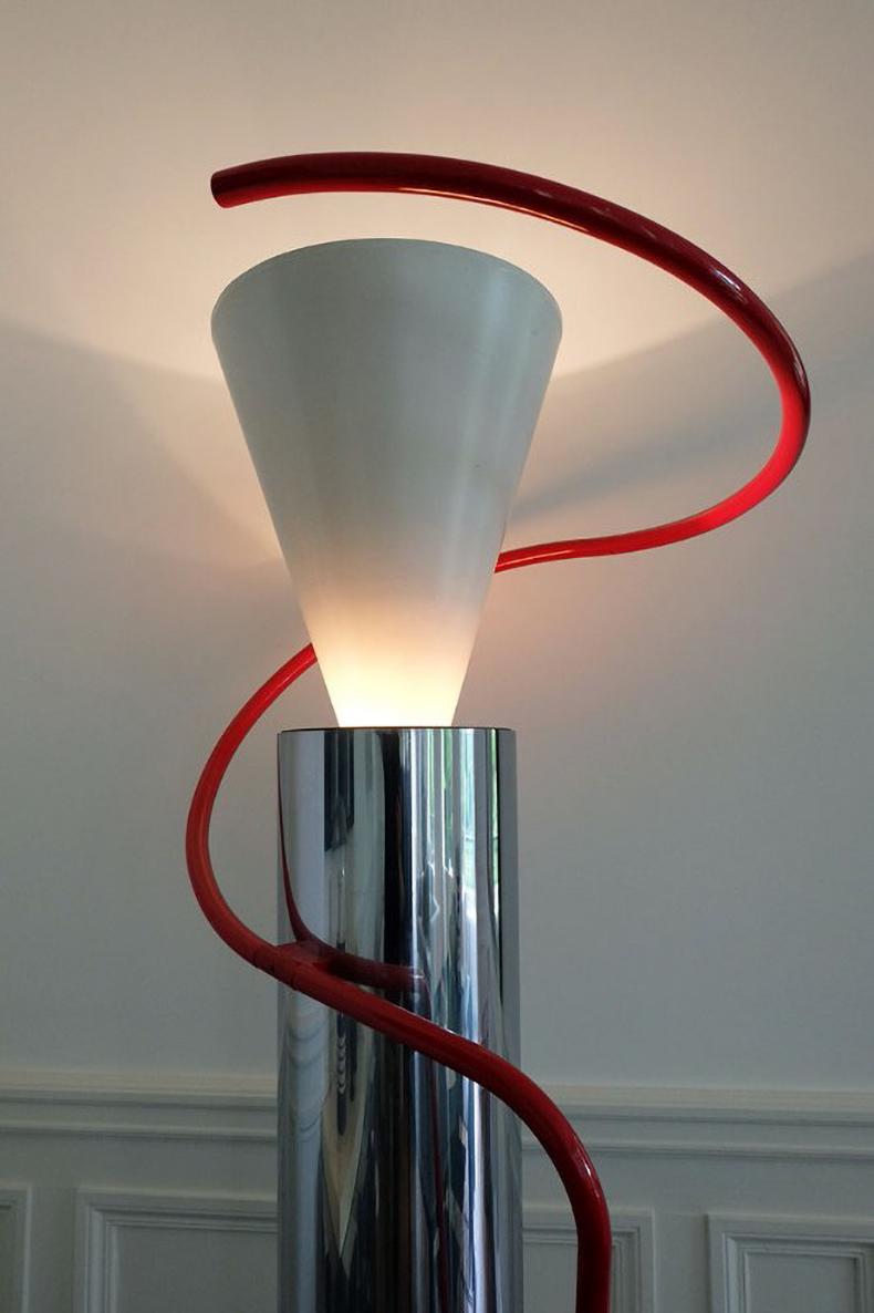 Contemporary Modern Floor Light Baldessari Aluminium Cone Rotating Sculpture For Sale