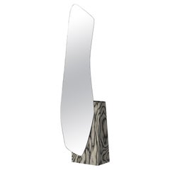 Modern Floor Mirror Lake 5 in Ettore Sottsass ALPI Wood Veneer by Noom