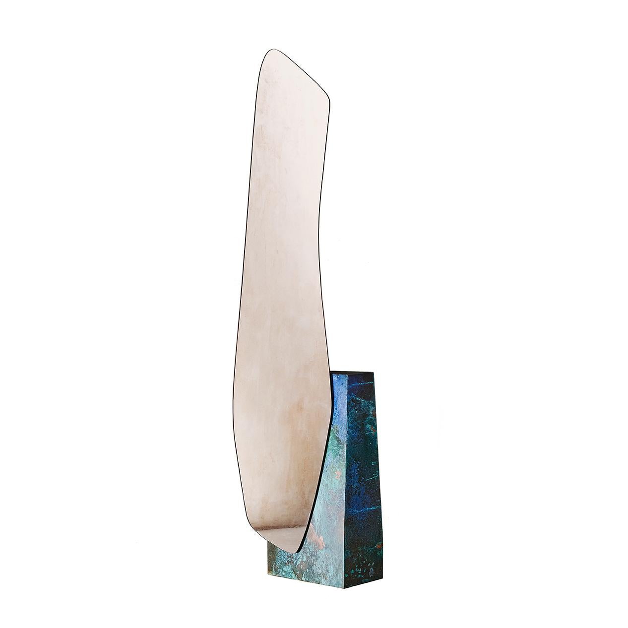 Specchio da terra moderno Lake 5 con base Travertino Chiaro Classic di Noom in vendita 10