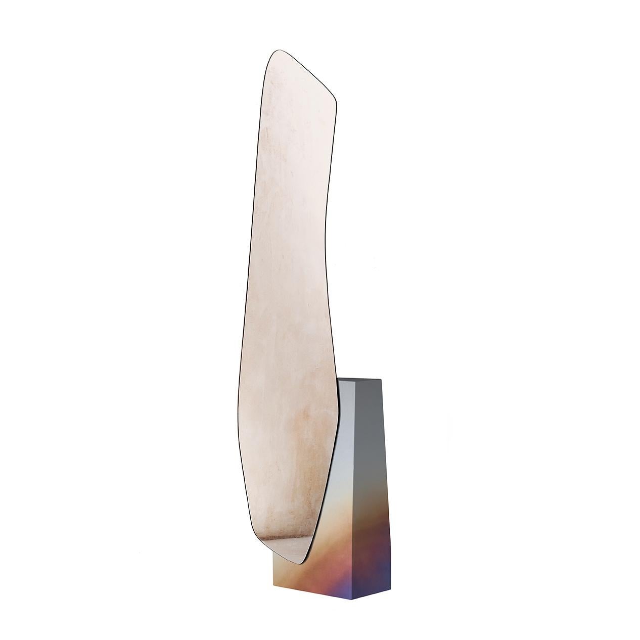 Specchio da terra moderno Lake 5 con base in legno impiallacciato di Noom in vendita 4