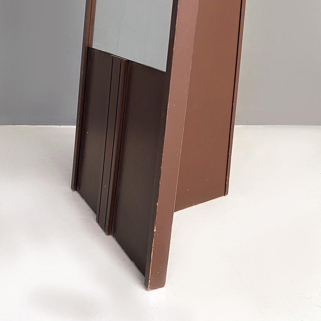Modern Floor Mirror with Matt Brown Painted Wooden Structure, 1980s For Sale 4