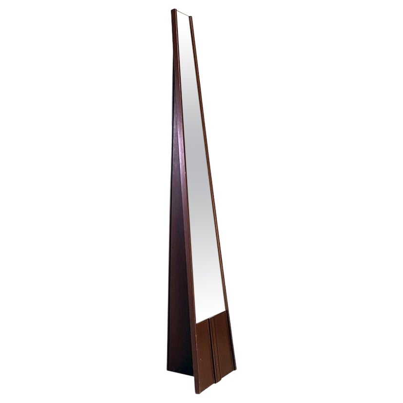 The Moderns Floor Mirror with Matt Brown Painted Wooden Structure, 1980