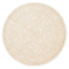 Moderner floraler runder Teppich aus Wolle und Seide in Beige