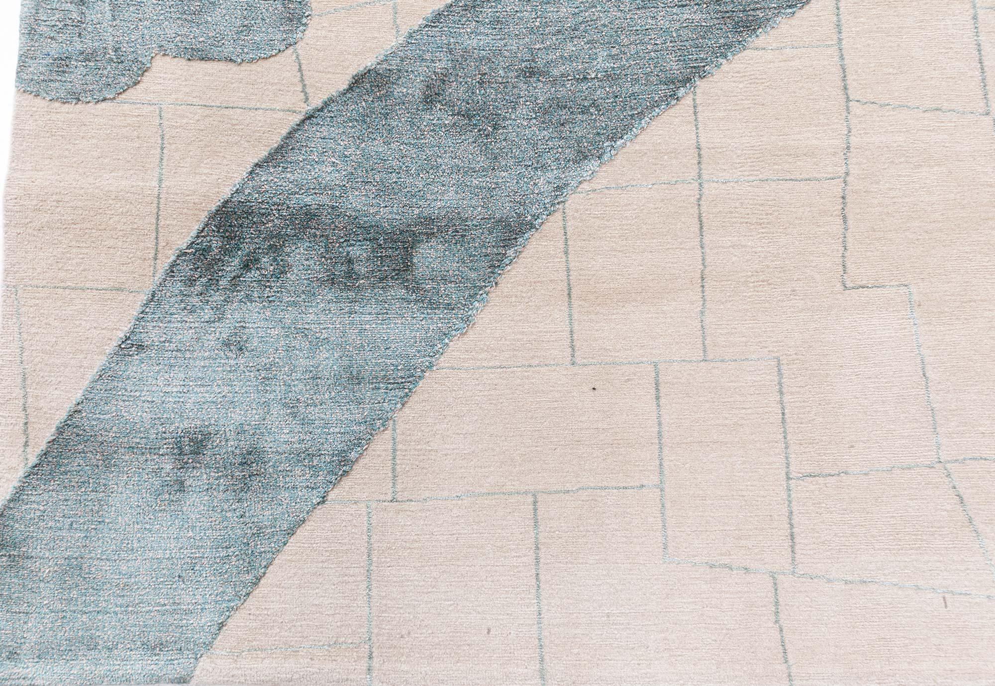 Tapis floral tibétain moderne fait main en soie et laine par Doris Leslie Blau Neuf - En vente à New York, NY