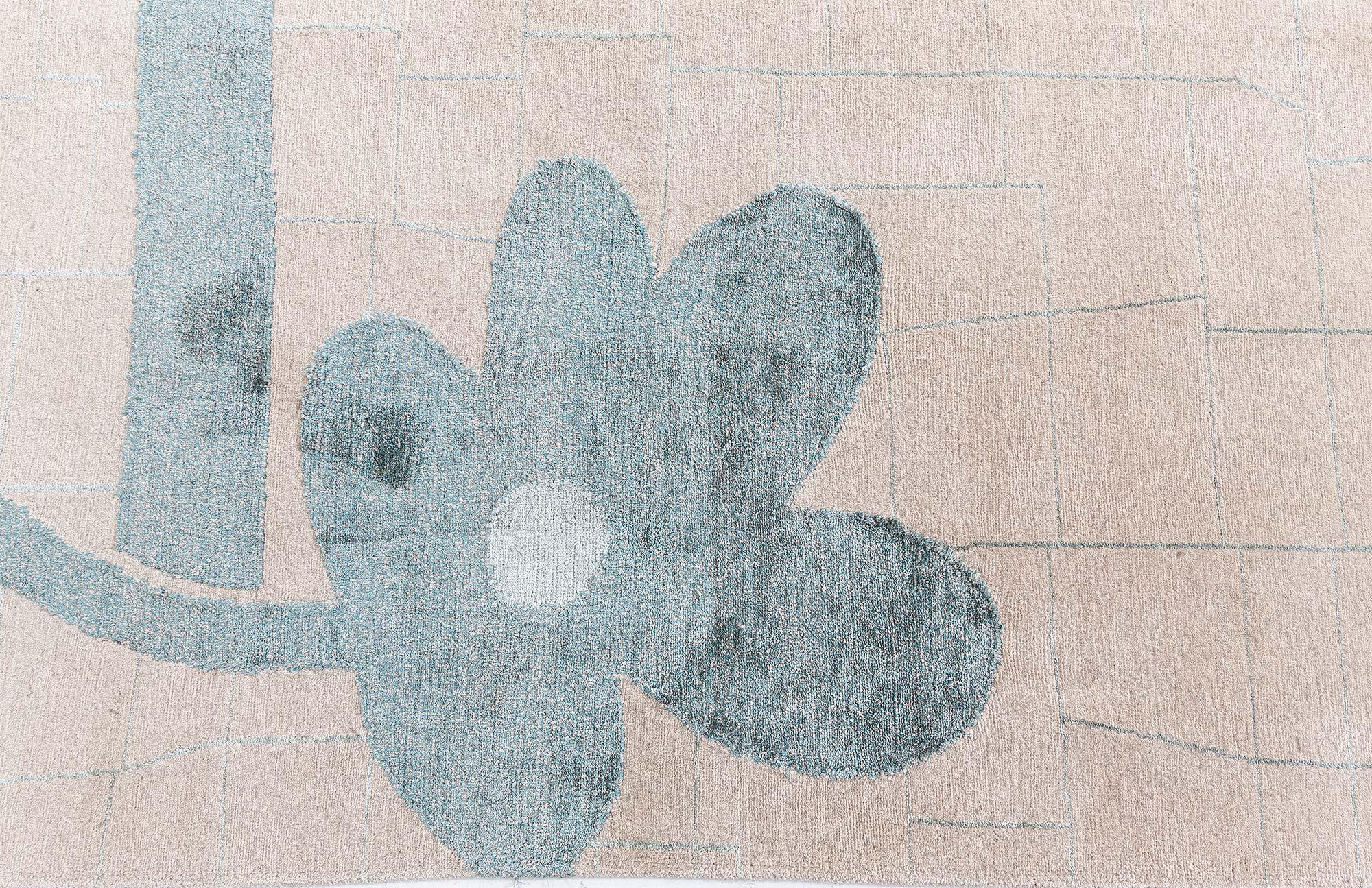 XXIe siècle et contemporain Tapis floral tibétain moderne fait main en soie et laine par Doris Leslie Blau en vente
