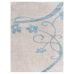 Modern Floral Tibetan Handmade of Silk and Wool Rug by Doris Leslie Blau