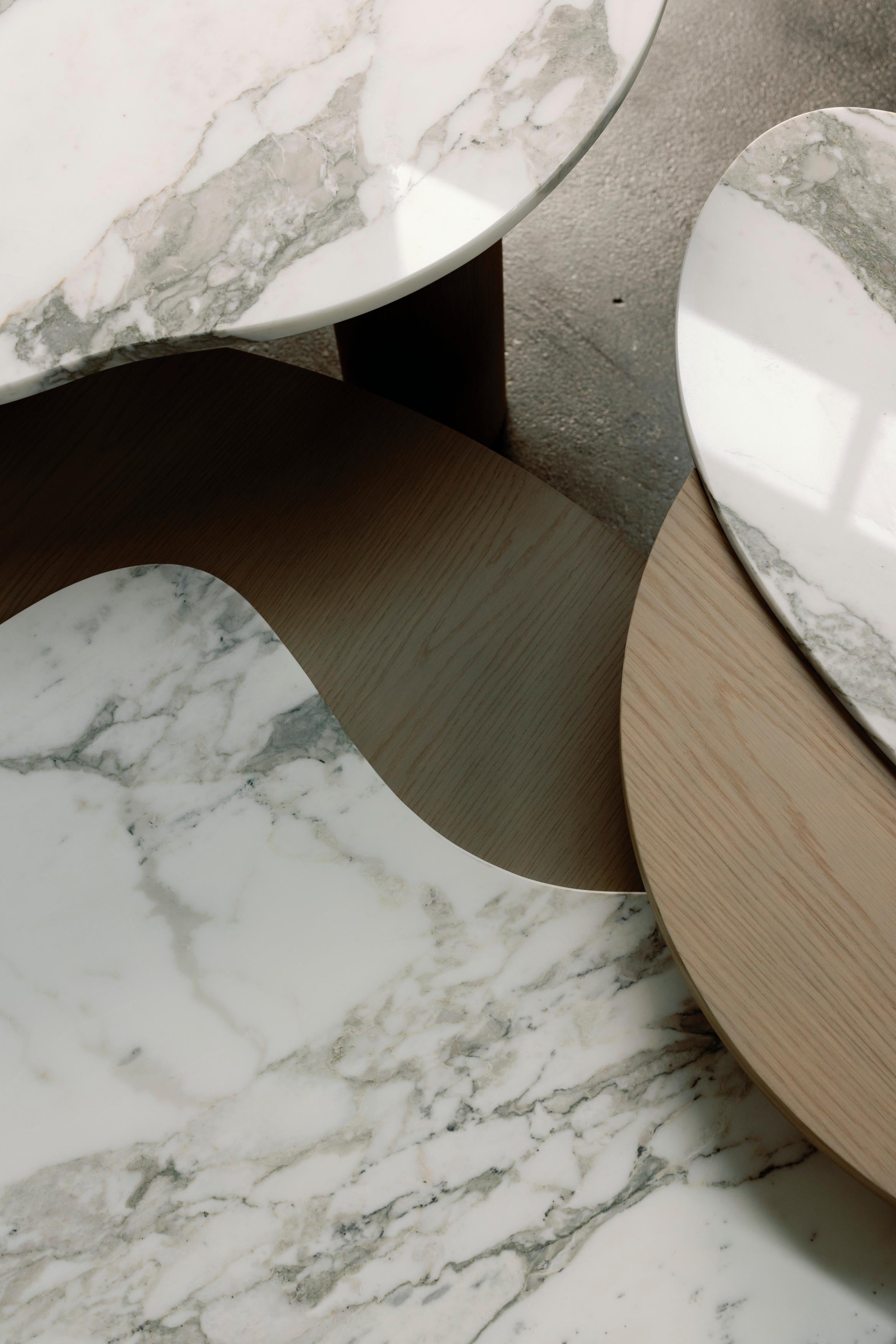 Contemporary Modern Flow Nesting Coffee Table Calacatta Marble Handmade Portugal Greenapple For Sale