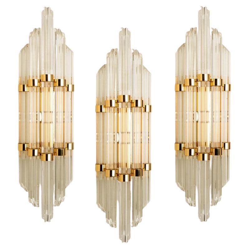 Sciolari Italian Iridescent Glass Rod Wall Sconces at 1stDibs