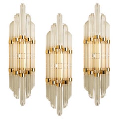 Modern Flower Shaped Glass Rod Wall Sconces in Style of Sciolari
