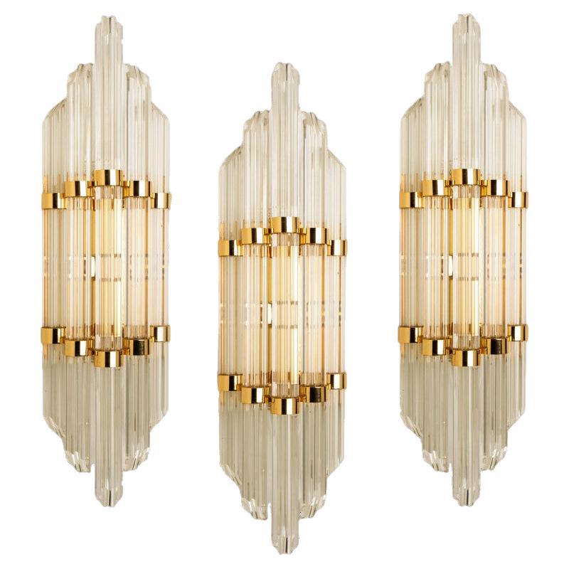 Modern Flower Shaped Glass Rod Wall Sconces in style of Sciolari For Sale