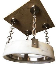 Modern Flush Mount Chandelier with Large Alabaster Shade