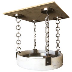 Modern Flush Mount Chandelier with Large Alabaster Shade