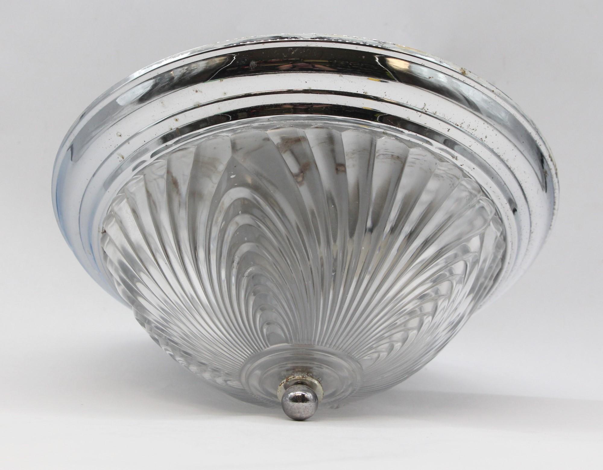 20th Century Modern Flush Mount Light with Austrian Crystal Shade Swirl Design Qty Avail For Sale
