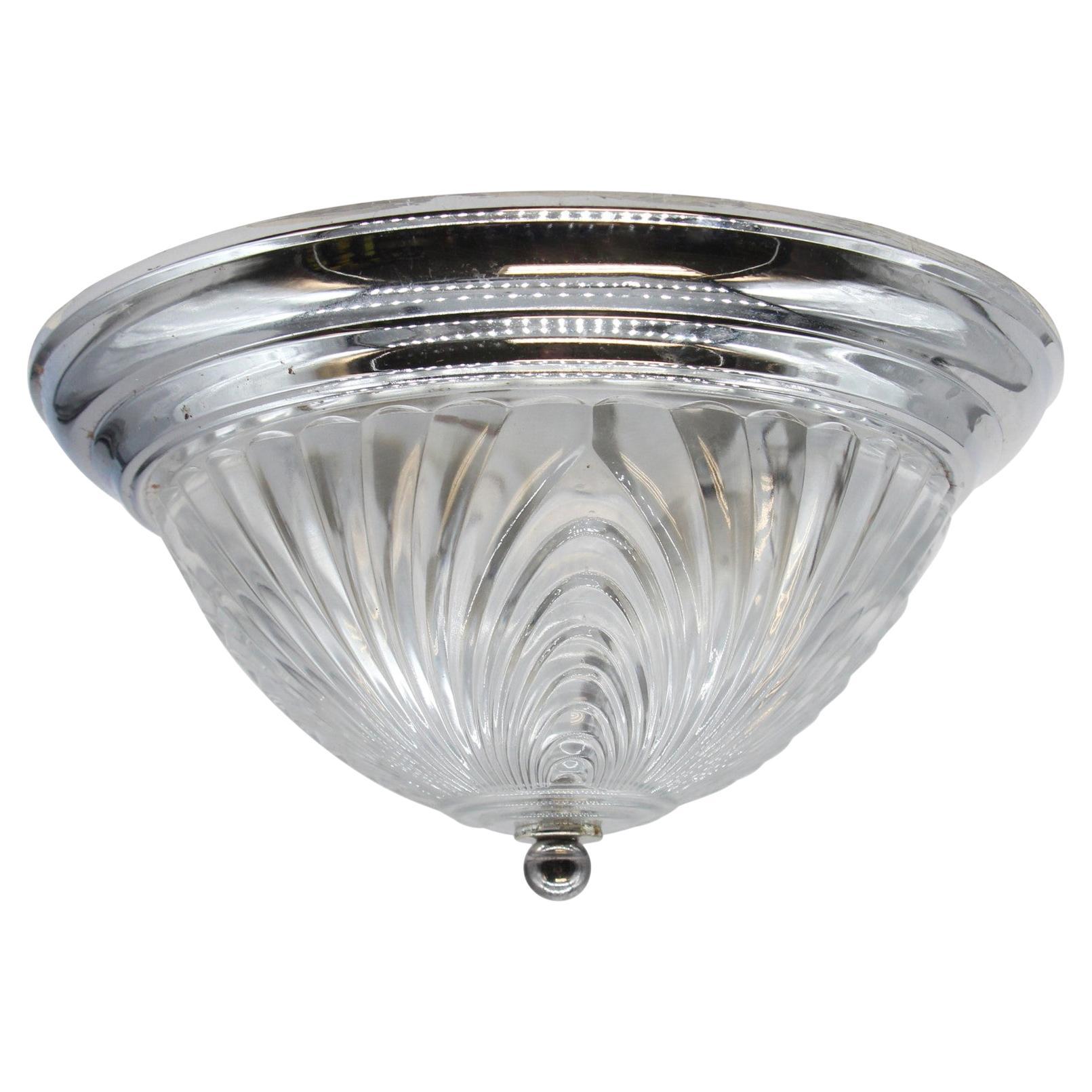 Modern Flush Mount Light with Austrian Crystal Shade Swirl Design Qty Avail For Sale