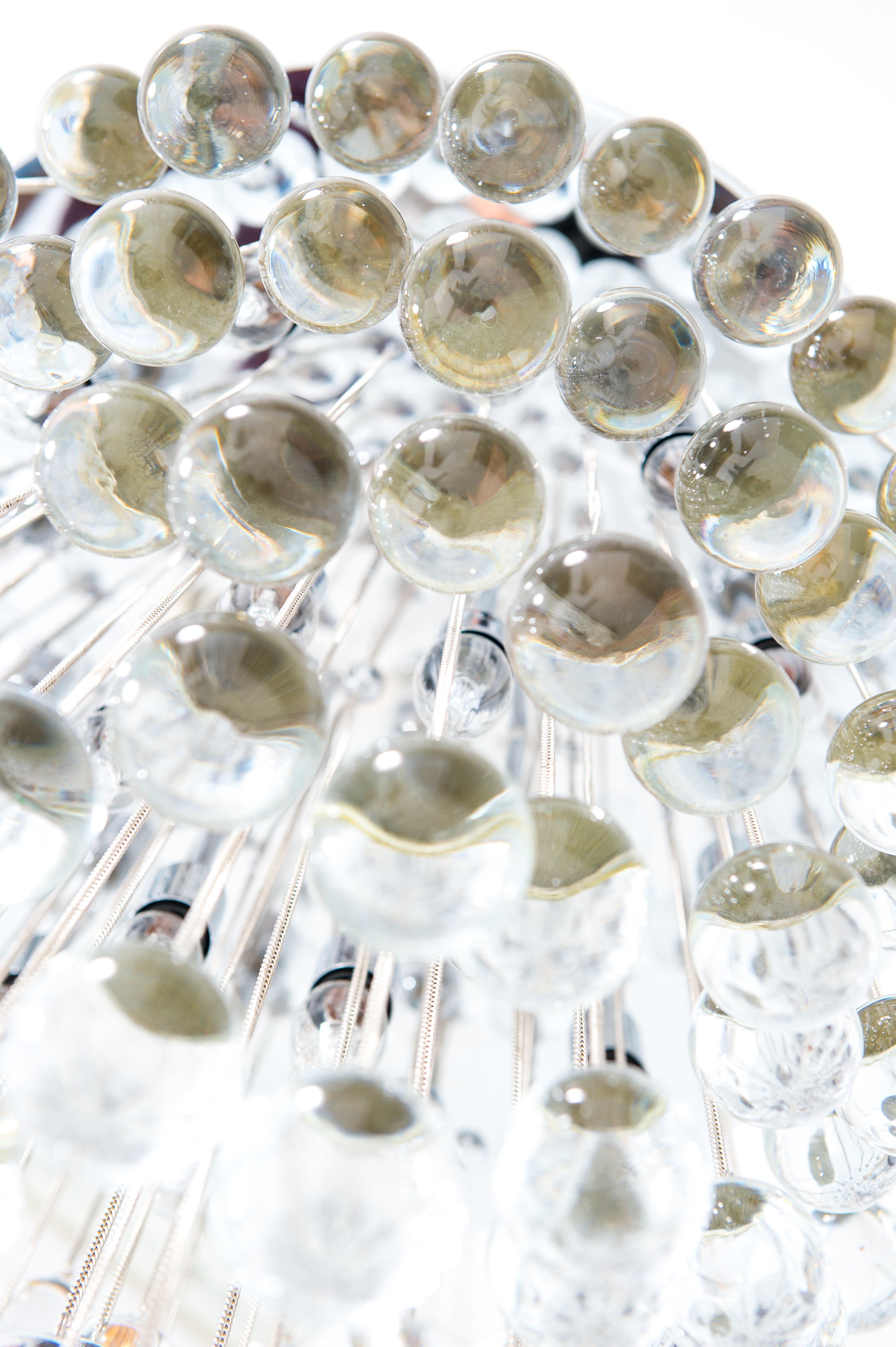 Modern Flushmount with Transparent Murano Glass Spheres, Giovanni Dalla Fina For Sale 2