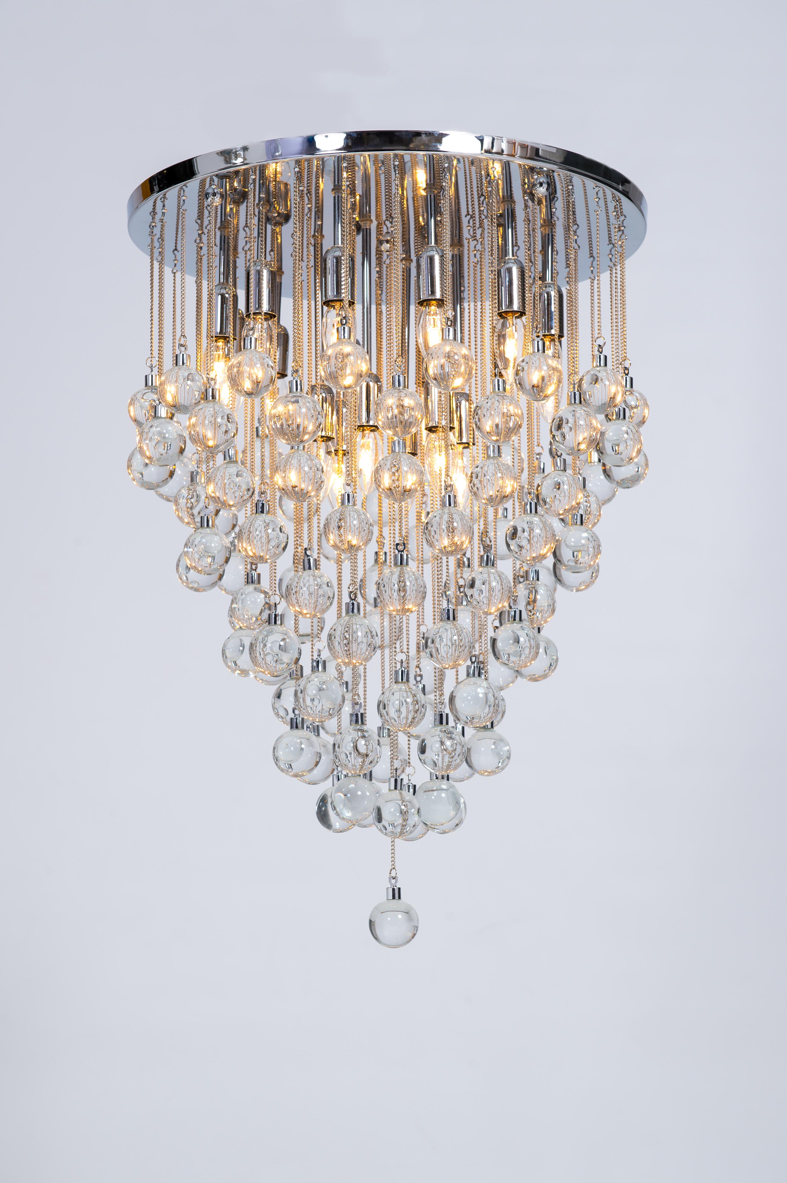Plafonnier moderne avec sphères transparentes en verre de Murano, Giovanni Dalla Fina en vente 12