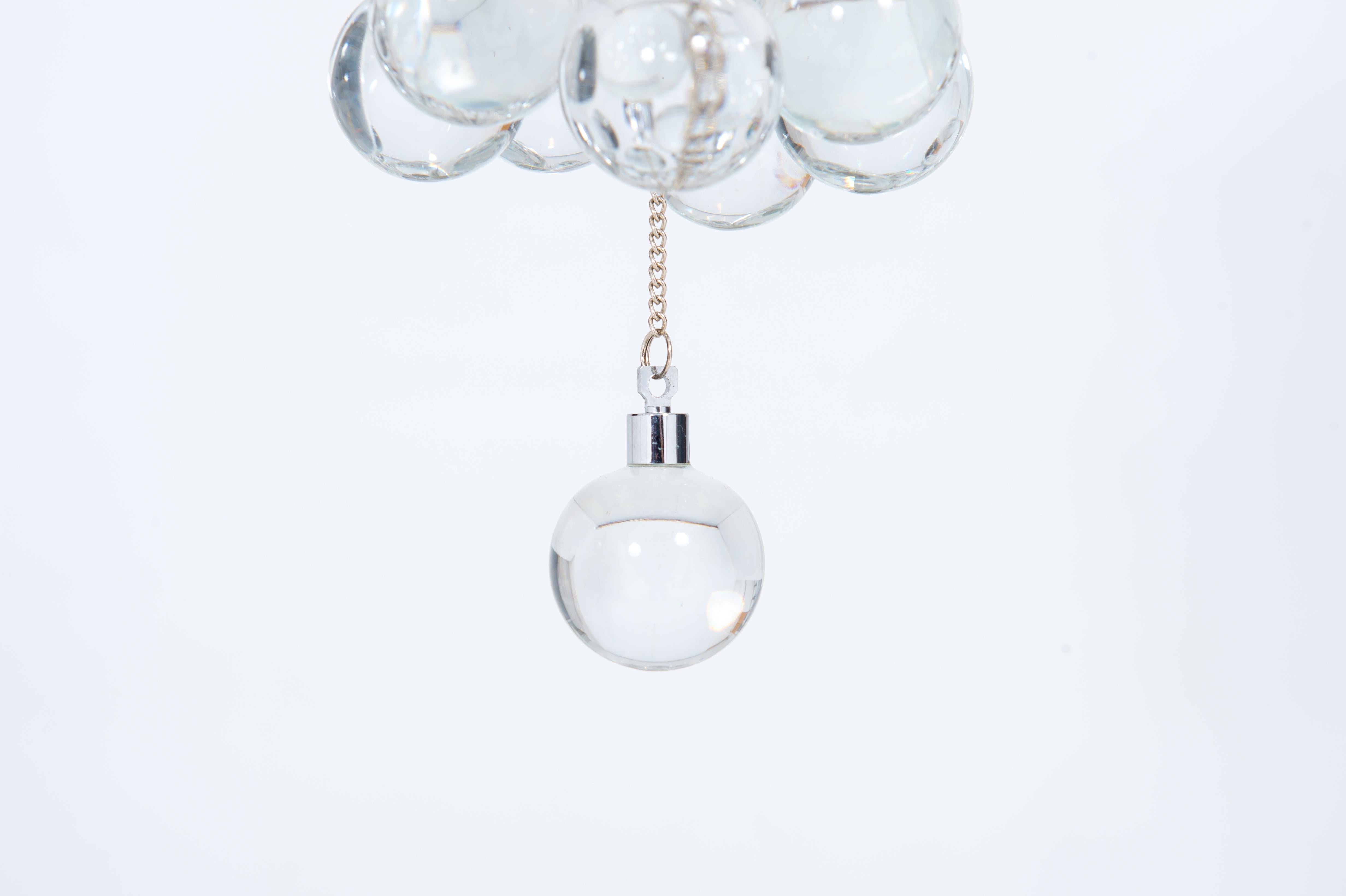 Italian Modern Flushmount with Transparent Murano Glass Spheres, Giovanni Dalla Fina For Sale