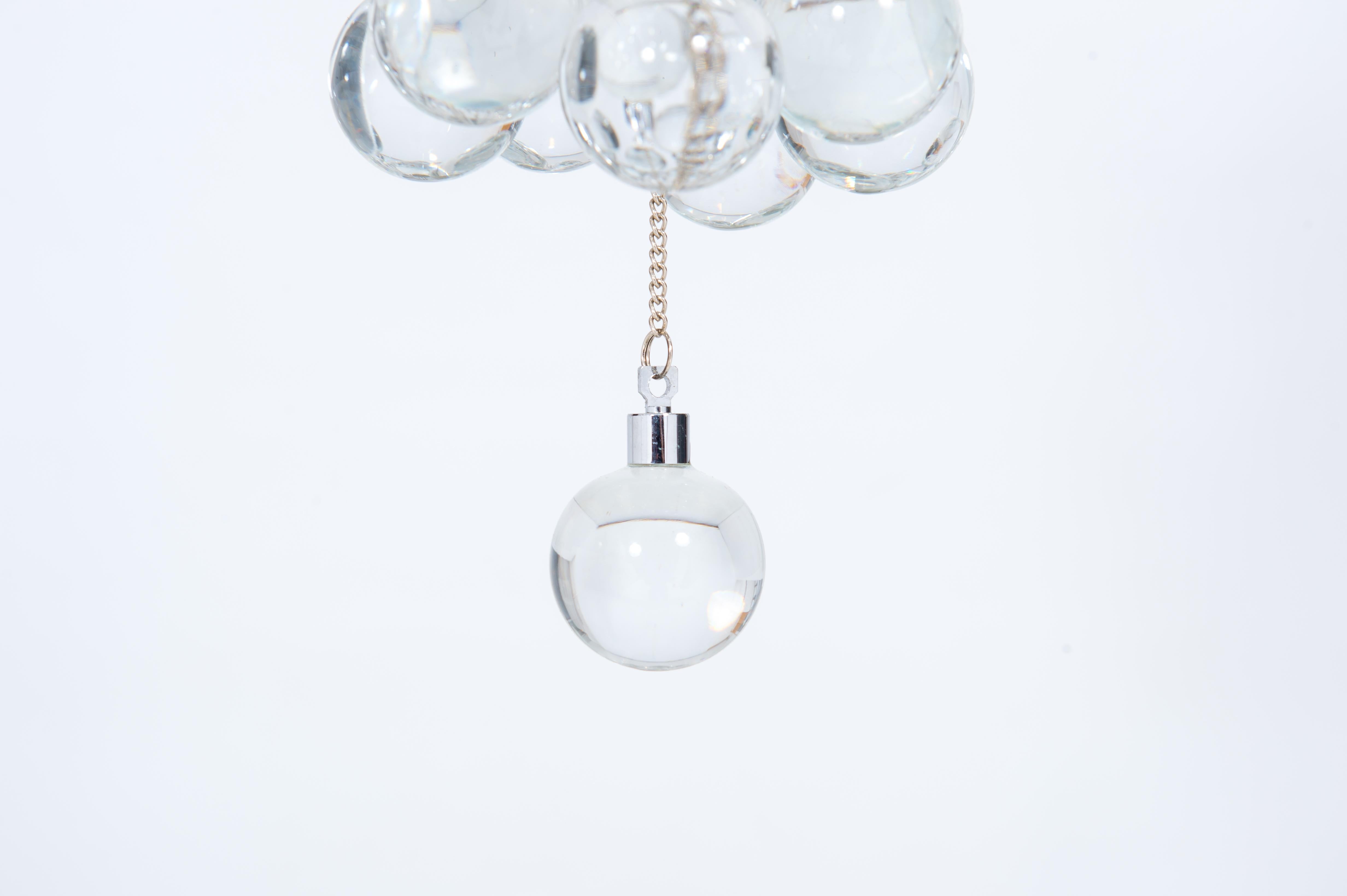 Fait main Plafonnier moderne avec sphères transparentes en verre de Murano, Giovanni Dalla Fina en vente