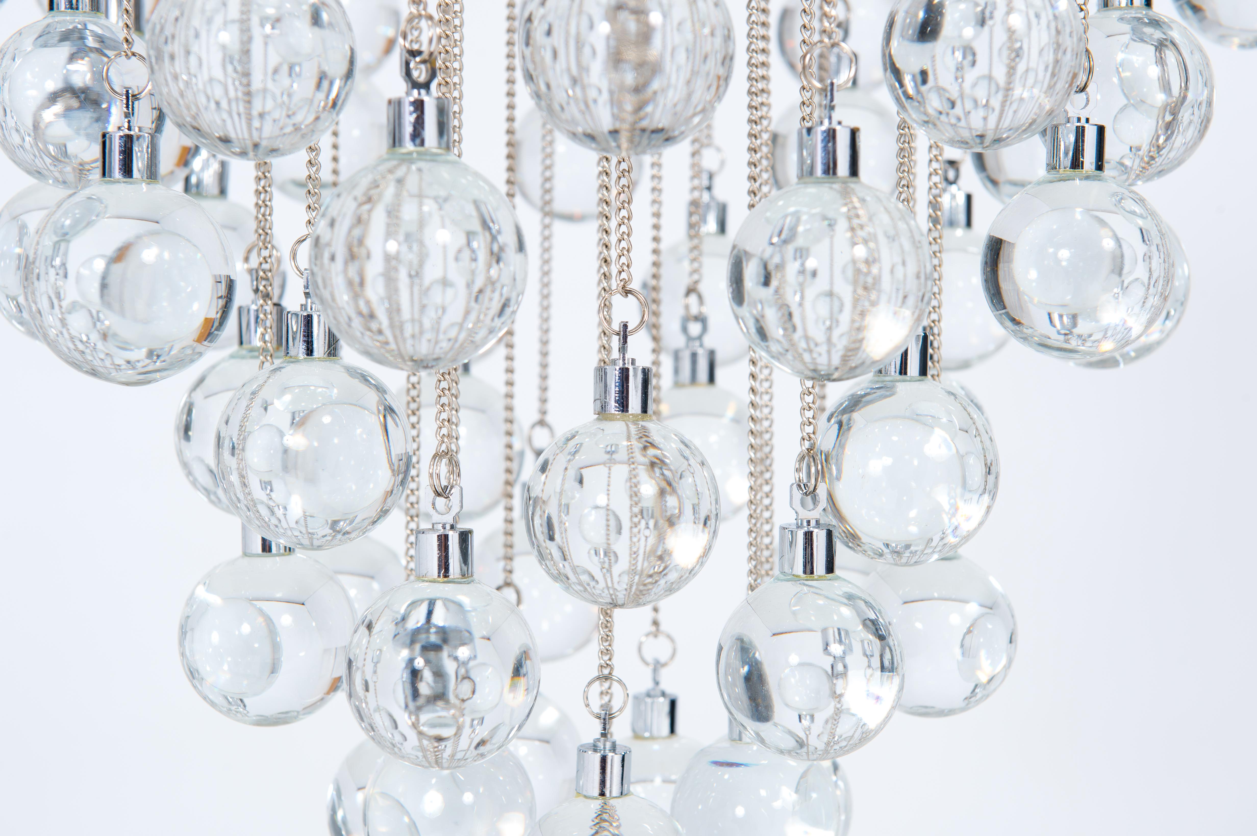 XXIe siècle et contemporain Monture encastrée moderne avec sphères en verre de Murano transparent, Giovanni Dalla Fina en vente