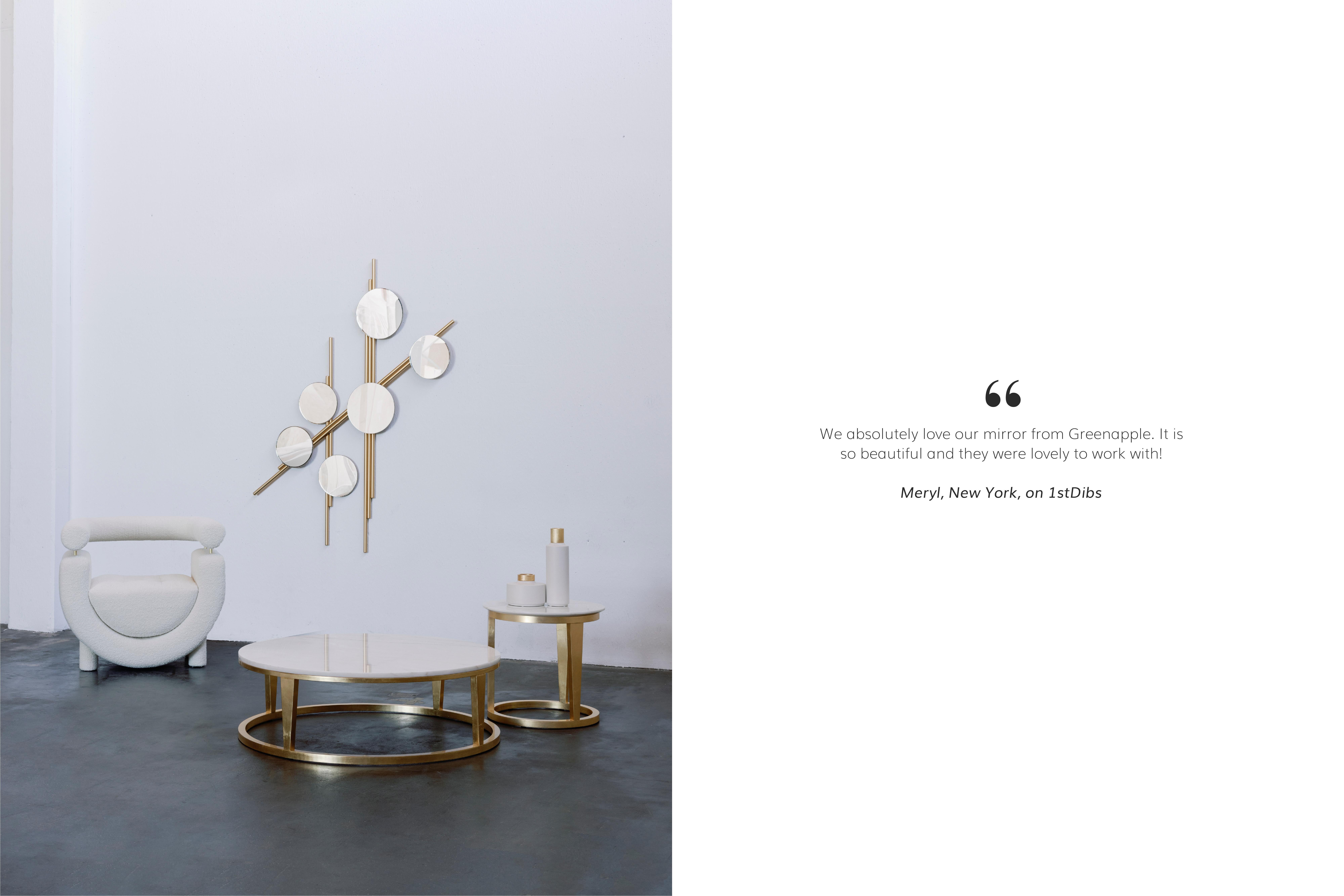 XXIe siècle et contemporain Miroir mural Art Déco Flute, laiton brossé, fabriqué à la main au Portugal par Greenapple en vente