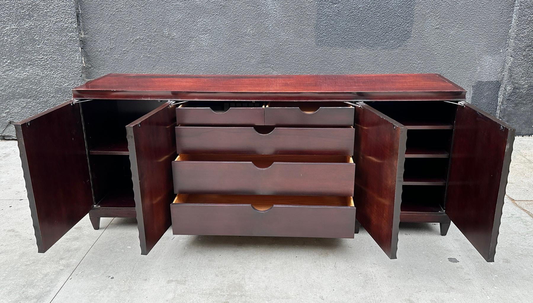 Modern Fluted Buffet Sideboard Cabinet by Barbara Barry for Baker Furniture, USA In Fair Condition For Sale In Los Angeles, CA