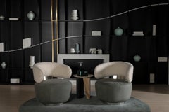 Modern Foice Miel Onyx Side Table, Black Oak, Handmade in Portugal by Greenapple