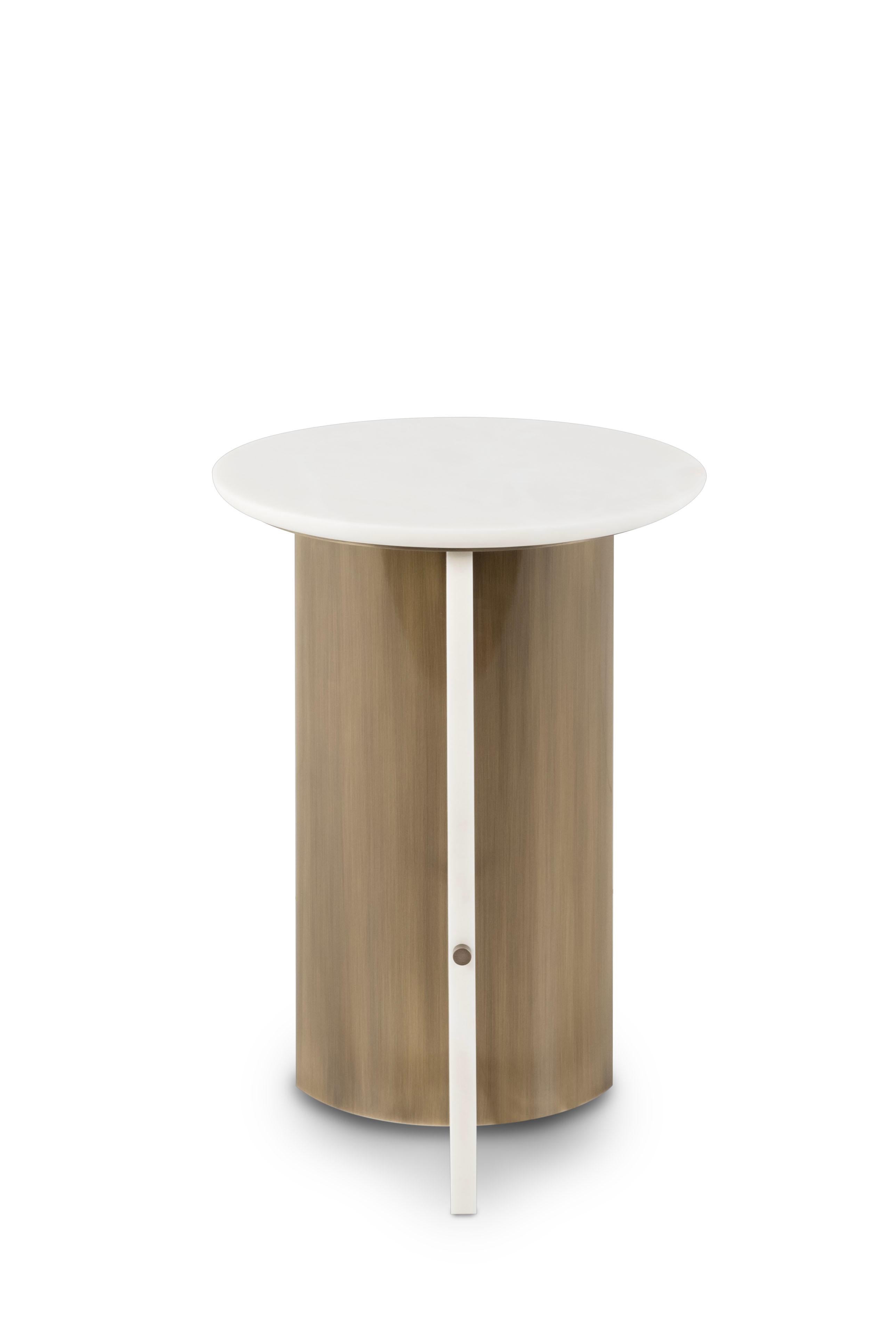 Modern Foice Side Table, Calacatta Marble Brass, Handmade Portugal by Greenapple In New Condition For Sale In Lisboa, PT