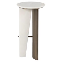 Modern Foice Side Table, Calacatta Marble Brass, Handmade Portugal by Greenapple