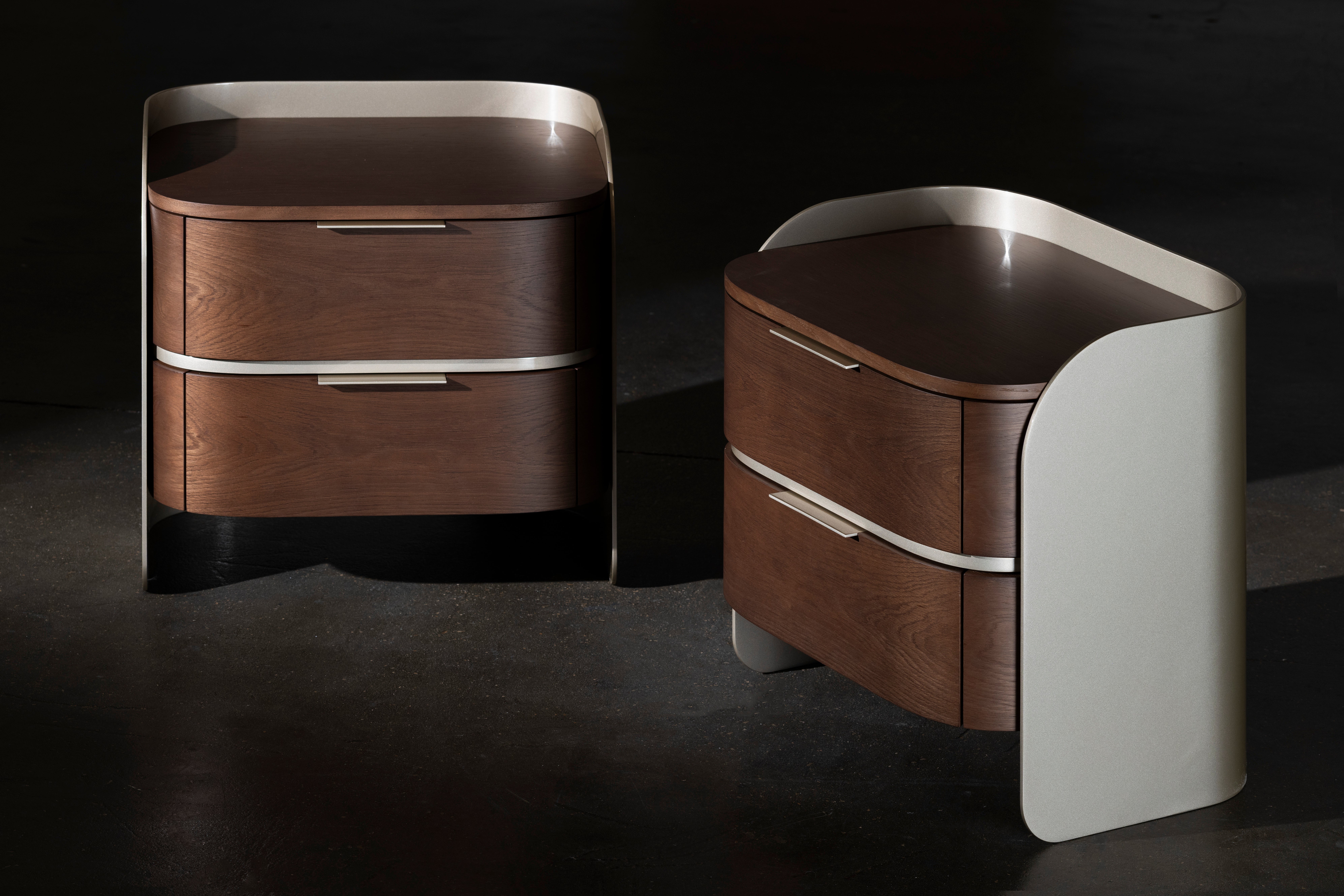 Table de chevet moderne Foldes Set/2, Champagne Laqué, Oak, Handmade by Greenapple Neuf - En vente à Lisboa, PT