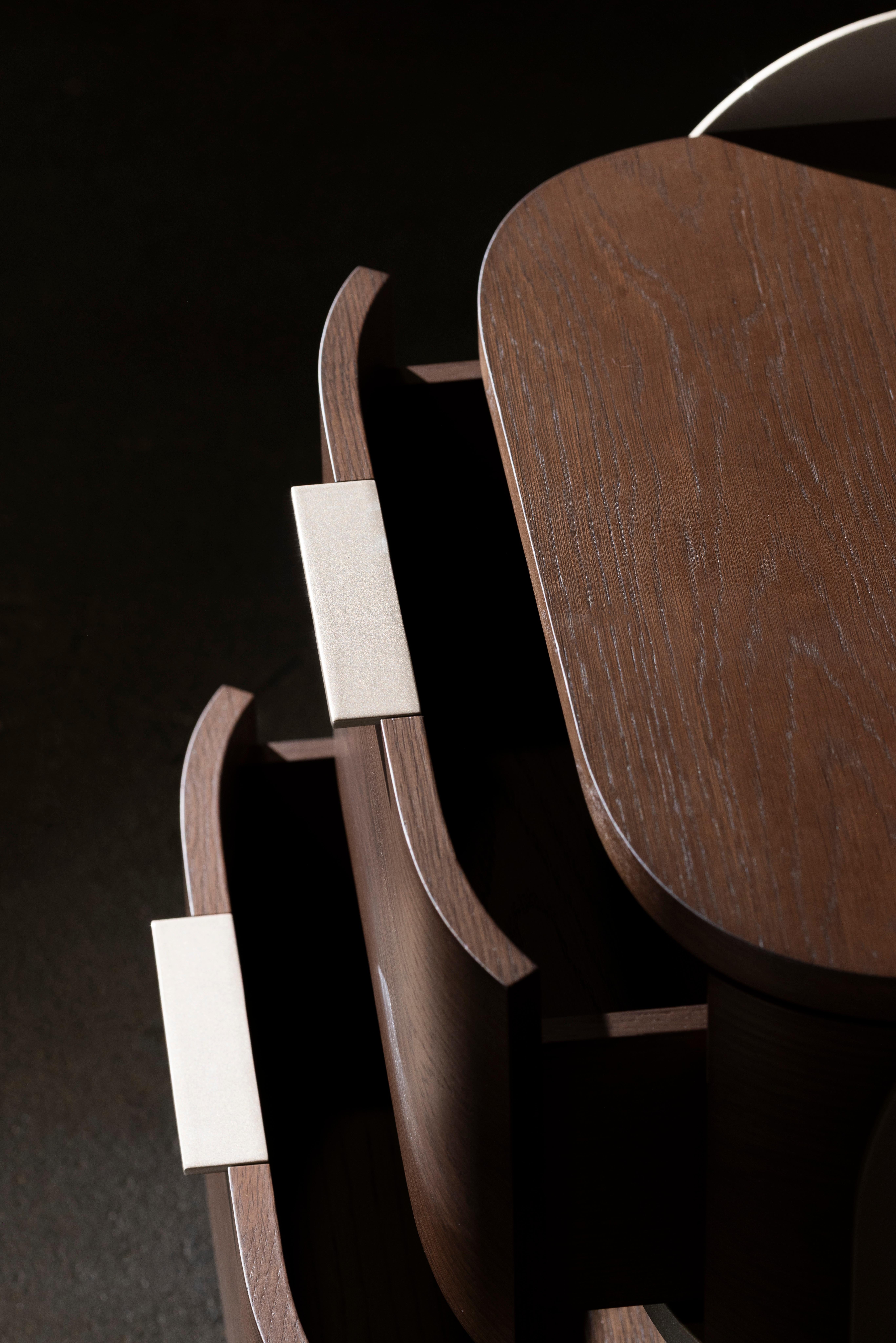 Table de chevet moderne Foldes Set/2, Champagne Laqué, Oak, Handmade by Greenapple en vente 1