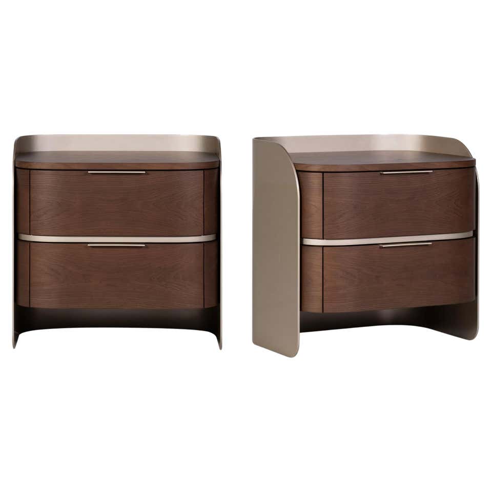 Bellmonte Collection Modern Belmonte Bedside Table Set/2, Natural Quartz, Handmade by ...