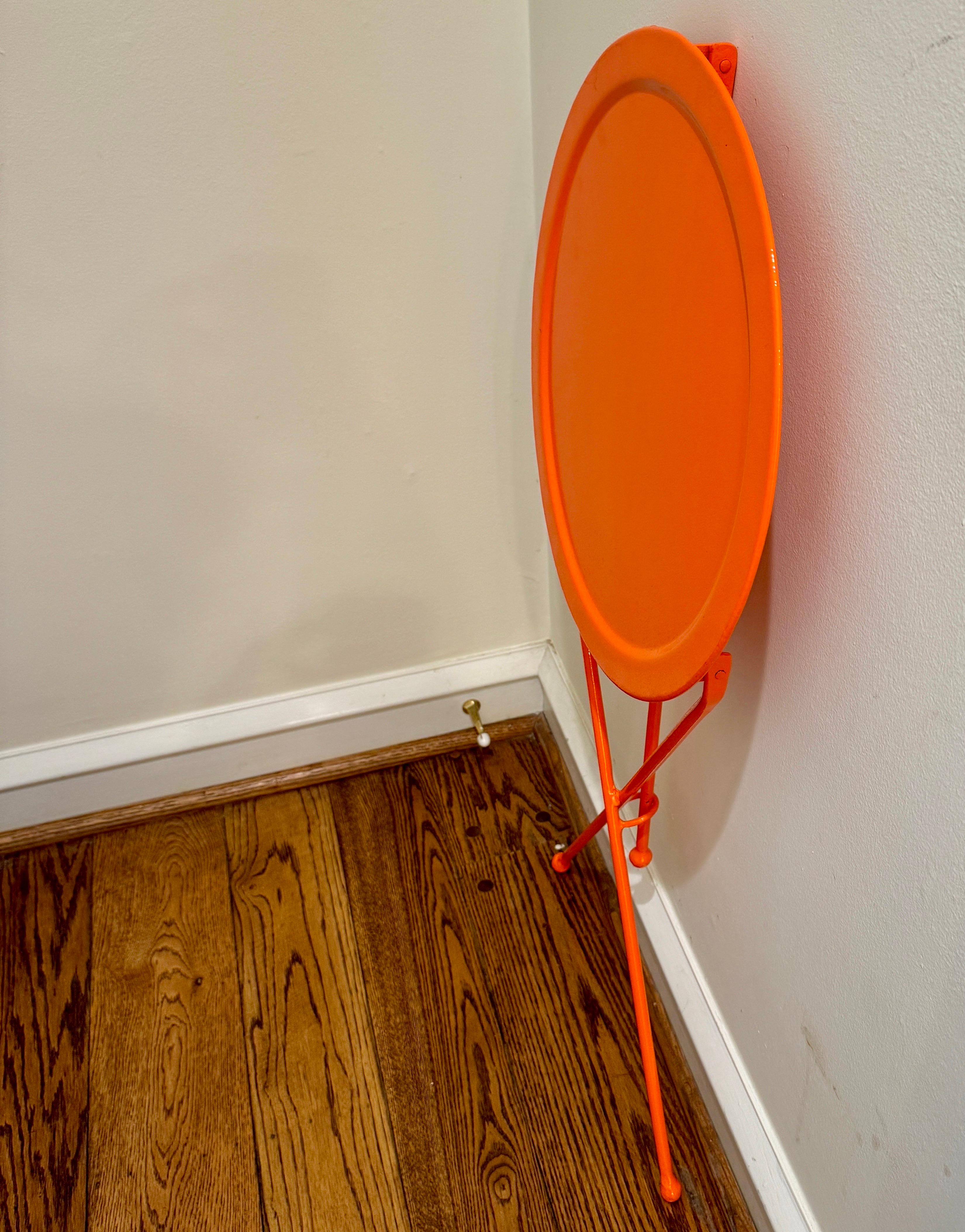 Modern Foldable Metal Hermes-Orange Round Cafe Table For Sale 8