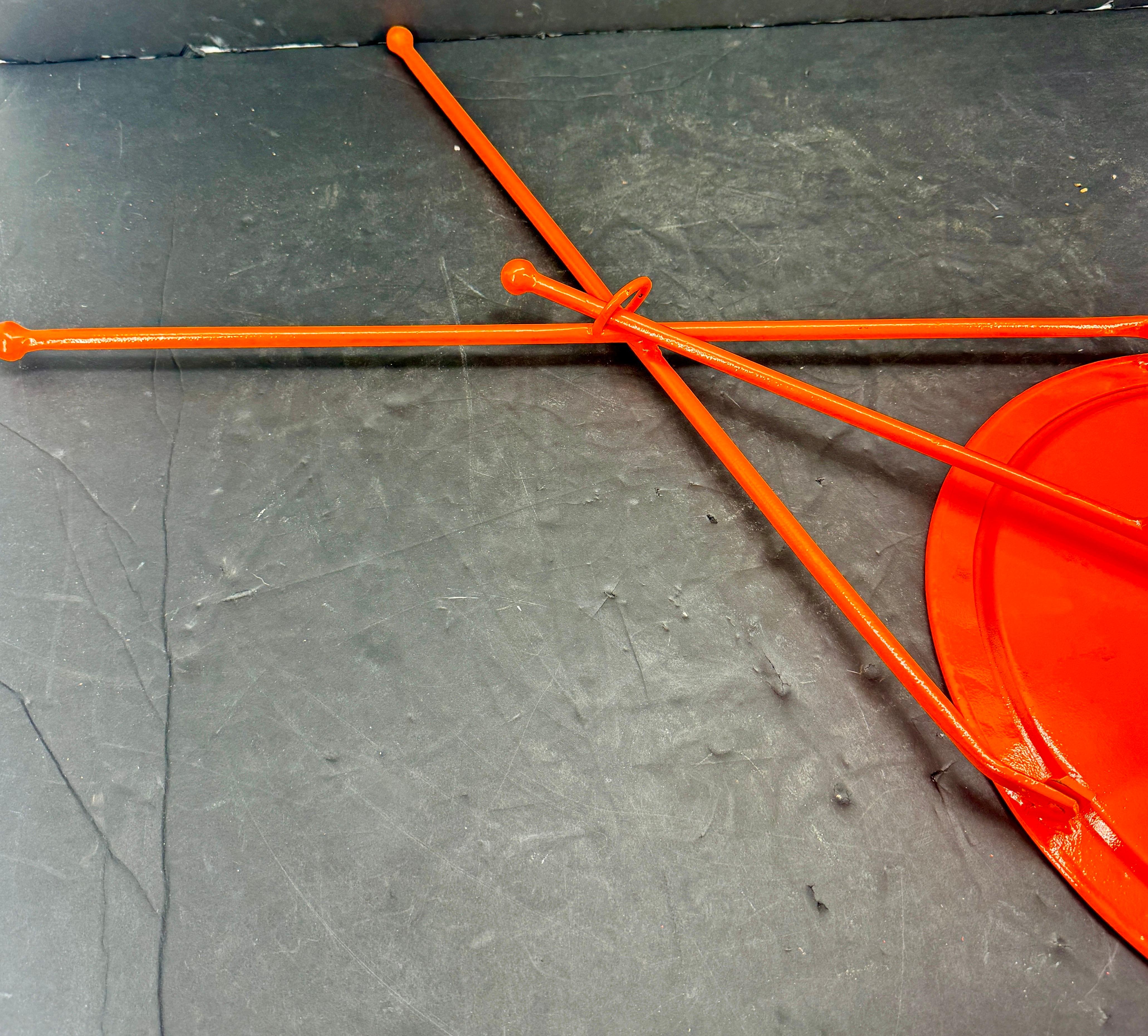 Modern Foldable Metal Hermes-Orange Round Cafe Table For Sale 9