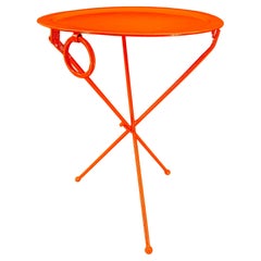Modern Foldable Metal Hermes-Orange Round Cafe Table