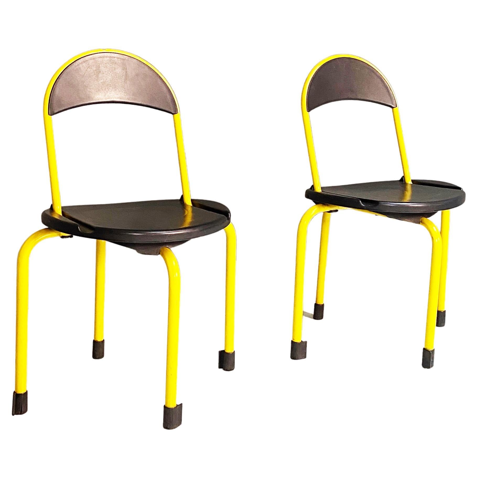 Modern folding plastic and metal seats by Lamm, 1980s For Sale