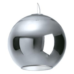 Modern Fontana Arte Globo di Luce Chrome Art Glass Pendant, Roberto Menghi, 1968