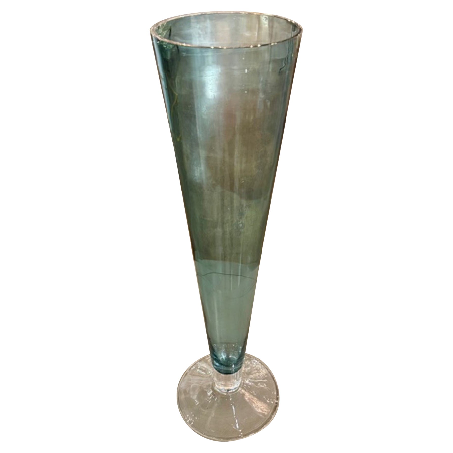 Modern Fontana Green Murano Glass Vase For Sale