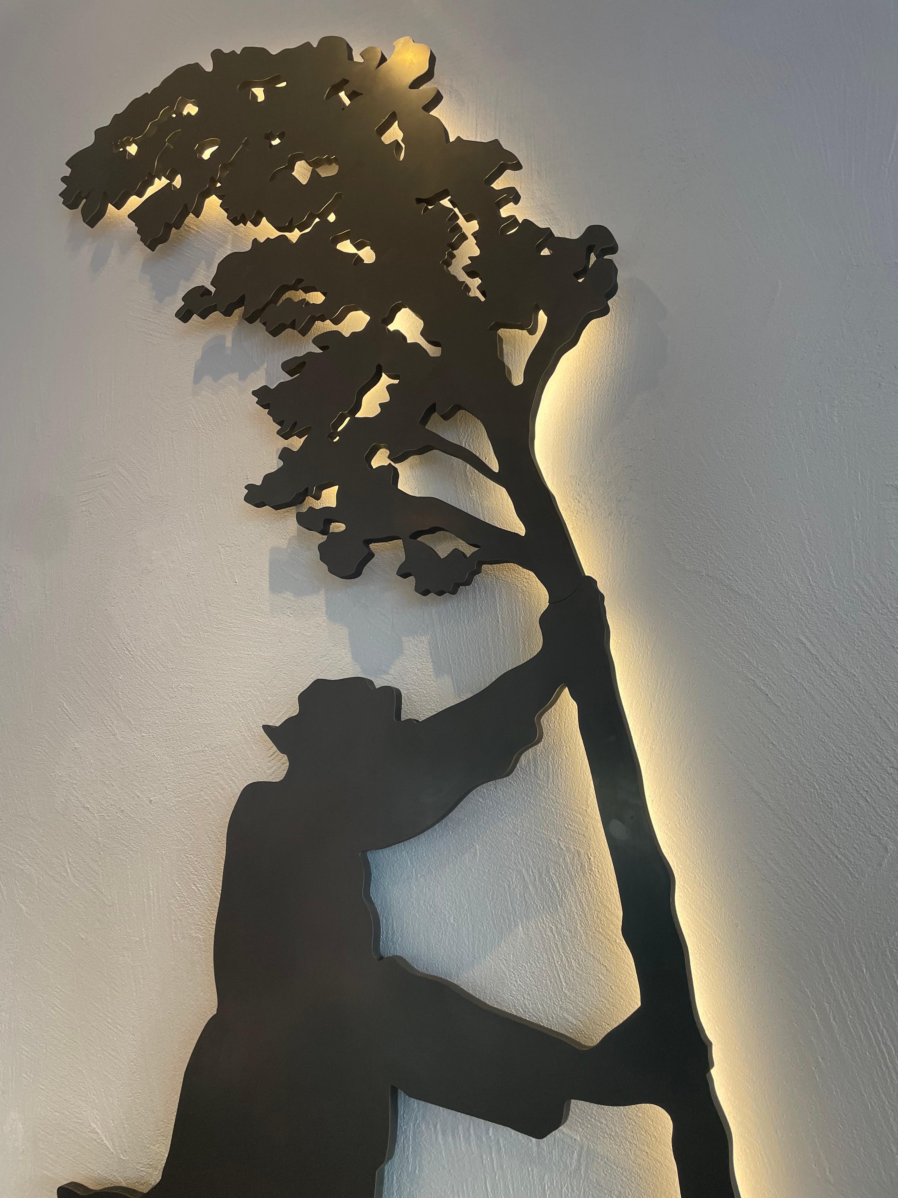 Moderne Wandleuchte Dilmos Edizioni aus schwarzem Eisen, LED-Skulptur, limitierte Auflage im Angebot 2