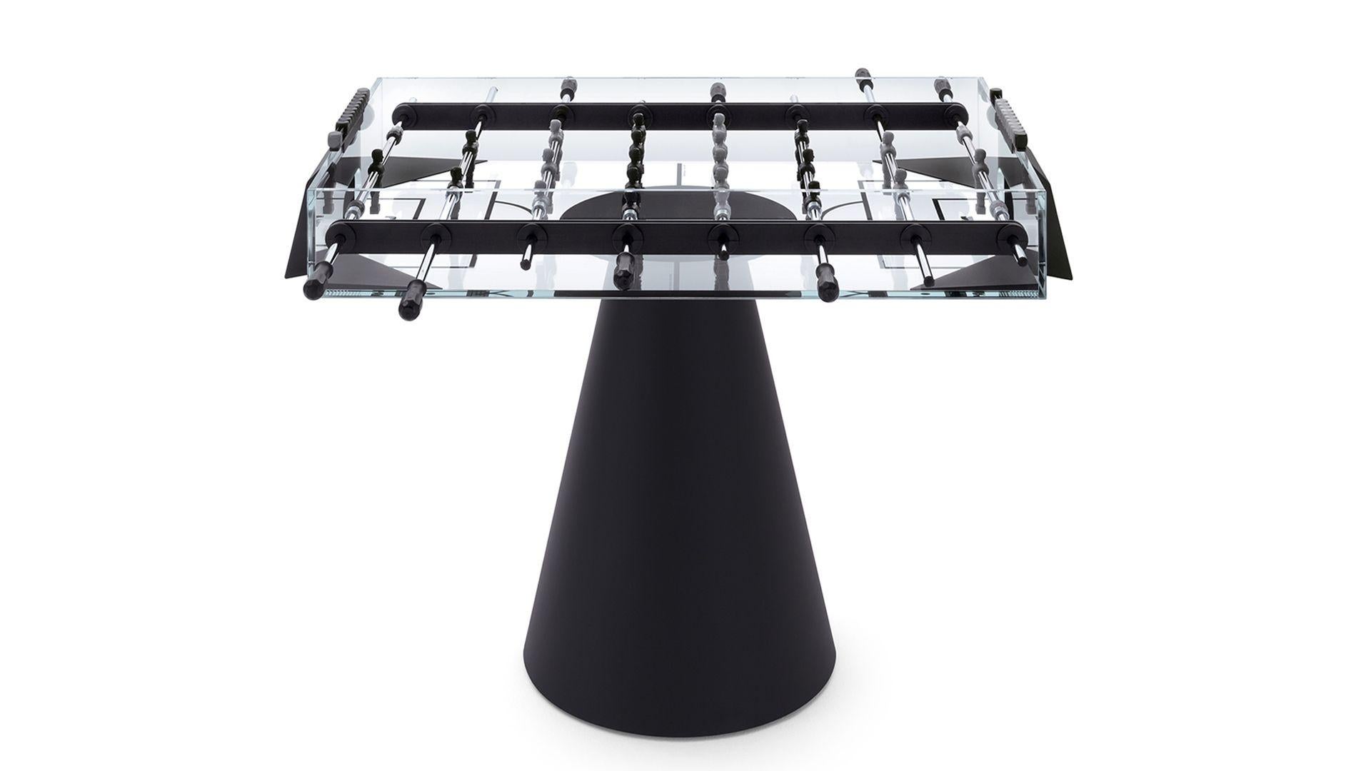 The Ghost football table has an elegant and charming attitude, it is a precious presence with a subtle personality. It is not a “just look don’t touch” object but it is a professional table football suitable for matches between both champions and