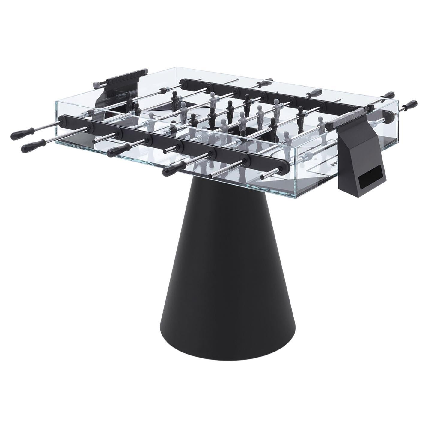 Modern Football Table Black White Ghost Metal and Crystal Indoor For Sale