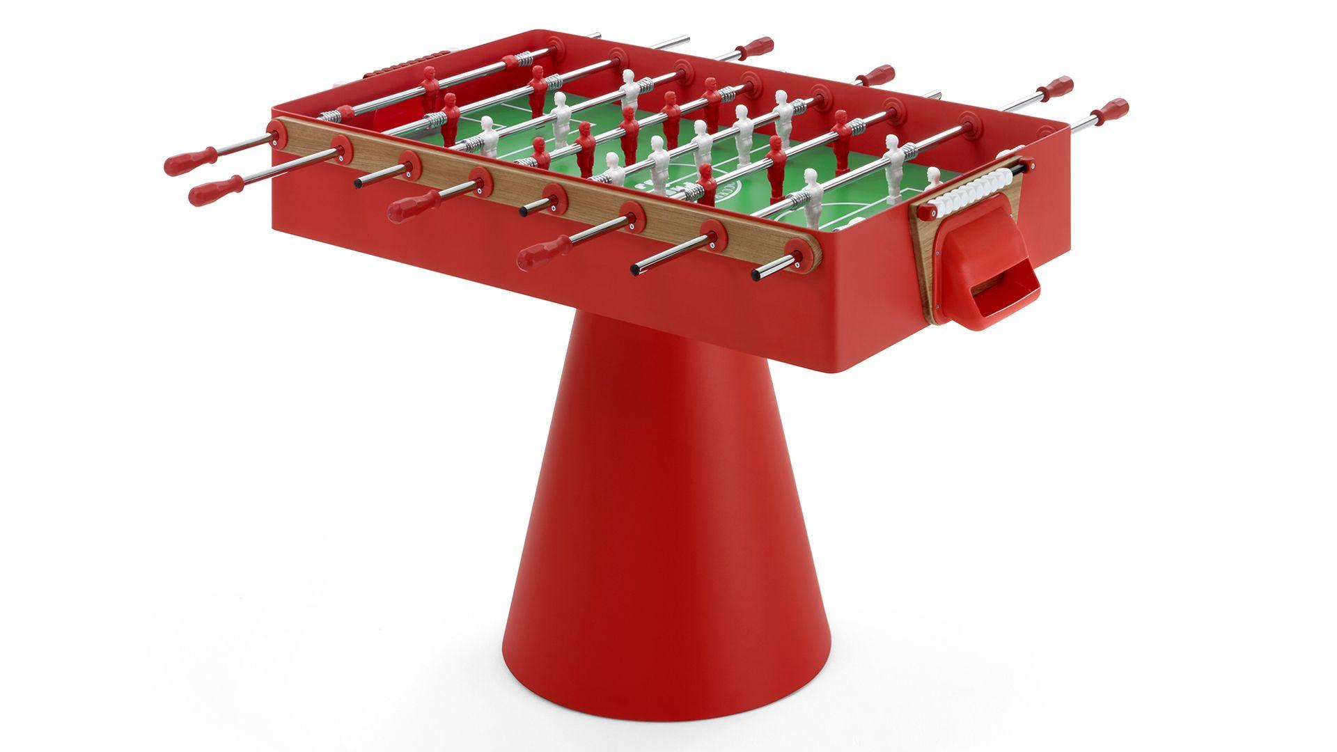 Moderner Fußballtisch aus schwarz-rot-weißem Eisen und Holz für den Innen- und Außenbereich im Angebot 1